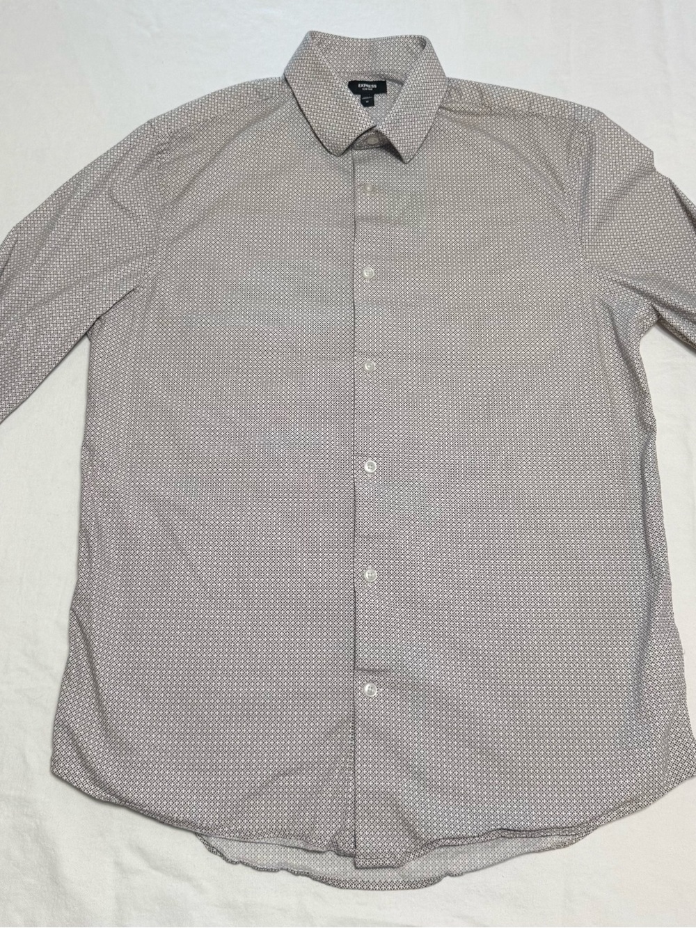 Express Men's Button-Up Shirt in Light brown/blue Geo Print